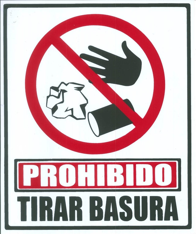 SEÑALAMIENTO PROHIBIDO TIRAR BASURA MOD 28 25X30CM