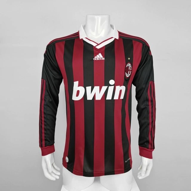 Camisa Milan Retr 09 10 Adidas Vermelha e Preta Manga Longa