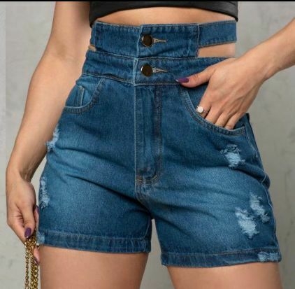 Short jeans trançado na hot sale lateral