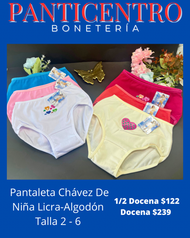 PANTALETA CH VEZ DE LICRA ALGODON PARA NI A