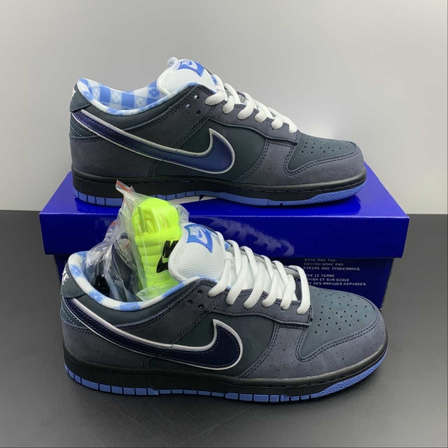 Nike sb dunk white hot sale blue