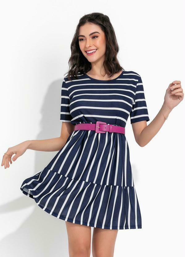 Vestido listrado manga curta top