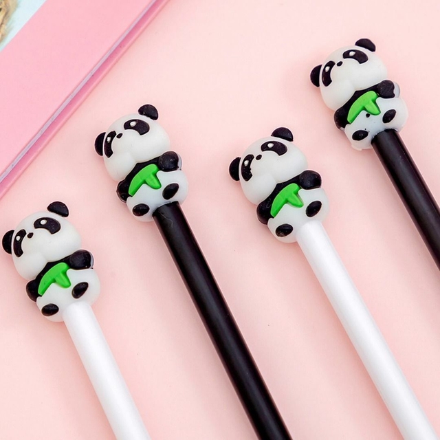 Caneta Gel Silicone Com Desenho Panda Fofo Criativa Atidos De Papelaria