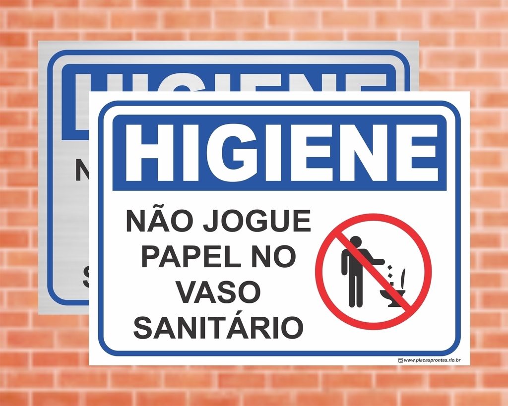 Placa de Sinalização Higiene Não jogue papel no vaso sanitário