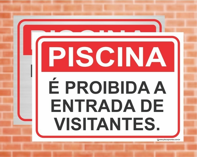 Placa De Sinalização Piscina É Proibida A Entrada De Visitantes 2108