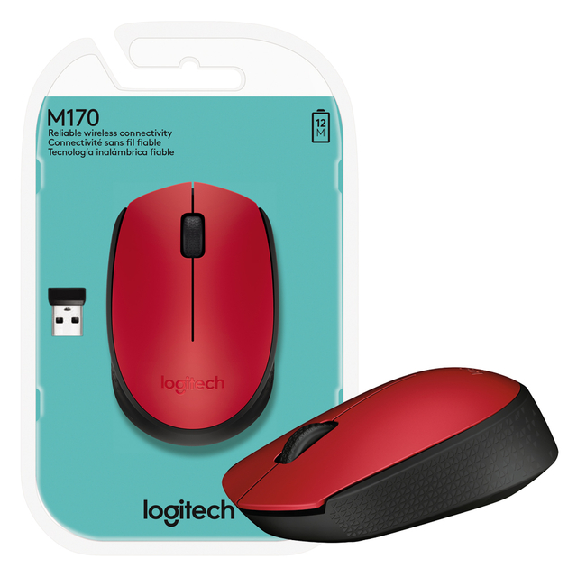 Mouse Logitech M170 Vermelho USB Sem Fio - 2465