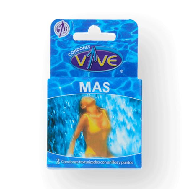 Condones Vive Mas Texturizados, 3 Condones Texturizados Con