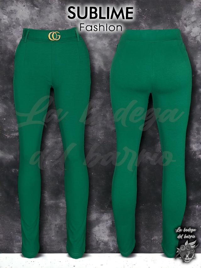 LEGGING ALGODÓN BANDA CON LOGO Color Verde Tallas M