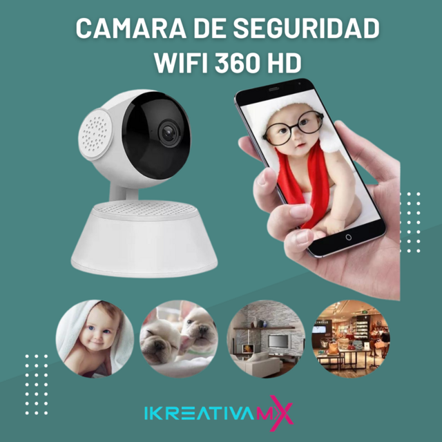 Cámara de vigilancia Wifi giratoria 360 con visión nocturna HD para