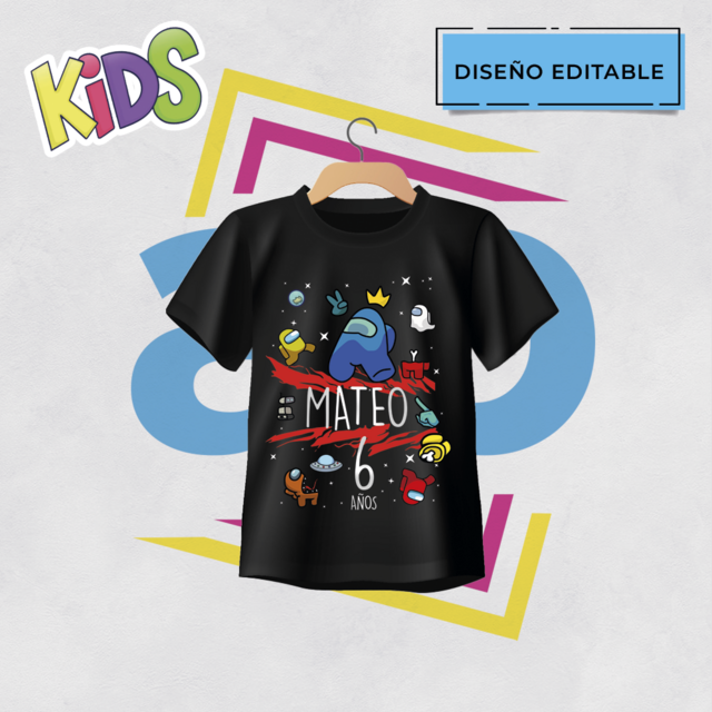 Camiseta fashion de among us para niños