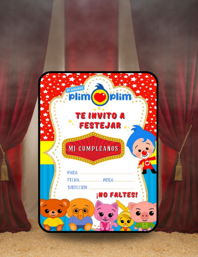 Invitacion Del Payaso Plim Plim Para Imprimir