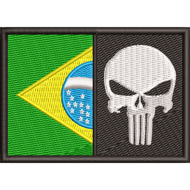 Patch Bordado Bandeira Brasil Justiceiro Moto Clube Ban572