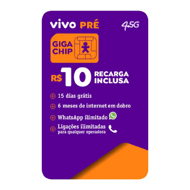 Chip Vivo Pré Pago c/ R$10,00 Escolha Qualquer Ddd 11 Ao 99 em