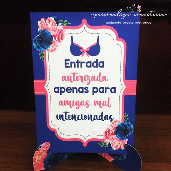 Quadrinho chá de lingerie floral azul