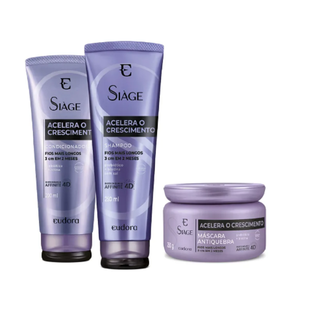 Combo Eudora Siàge Acelera o Crescimento: Shampoo 250ml + Condicionador 200ml + Máscara Capilar 250g