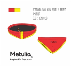 Bombacha natacion sport mujer Amarillo y Rojo resiste-cloro /BOM205D