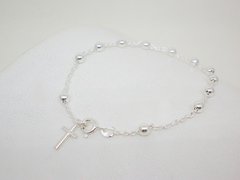 Pulsera denario cruz- Plata