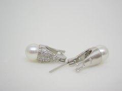 Aros Lady Di Blancos y perla Petit 7 mm- Plata 925. en internet