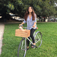 cajon de madera para bici canasto stout hocico rosa accesorios vintage urbana 