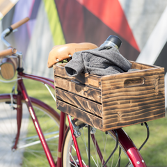 cajon de madera para bici canasto stout hocico rosa accesorios vintage urbana 