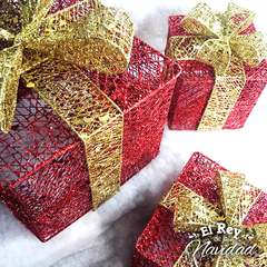 Set x 3 Paquetes de Regalo Grandes Rojo con Dorado - comprar online