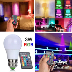Lampara Luz Led Rgb 16 Colores Control Remoto Foco 3w en internet