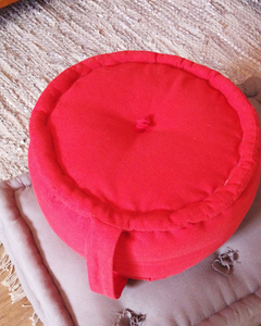 Almohadón tatami redondo puff en panamá artesanal sustentable rehutilizable con manija - comprar online