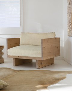 Sillón Cushion 3 cuerpos sustentable en madera y textil fibras naturales - FENIX manufactura de muebles