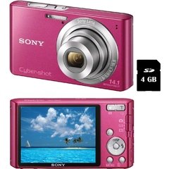 Câmera Sony DSC-W610 Rosa 14.1MP, LCD 2.7", Zoom Óptico 4x, Estabilizador de Imagem, Detector de Face e Sorriso e Panorâmica 360º