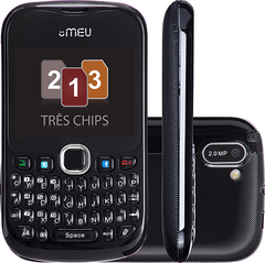 Celular Desbloqueado Meu SN66 Preto com Trial Chip, Tv,Teclado Qwerty, Câmera 2MP, Wi-Fi, Bluetooth, Rádio FM, MP3, Fone e Cartão 2GB