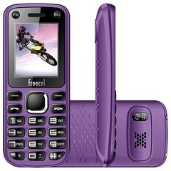 Celular Desbloqueado Freecel Free Cross Púrpura Tela de 1.7", Dual Chip, Câmera VGA, Bluetooth, MP3 e Rádio FM
