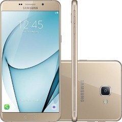 Smartphone Samsung Galaxy A9 dourado com 32GB, Dual Chip, Tela 6.0", 4G, Android 6.0, Câmera 16MP, Leitor Digital, Processador Octa Core e RAM de 4GB