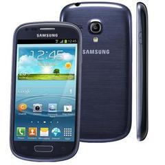 SAMSUNG GALAXY S III MINI GRAFITE C/ AZUL TELA 4", CÂMERA 5MP + VGA FRONTAL, ANDROID 4.1, 3G, PROCESSADOR DUAL-CORE, WI-FI E GPS