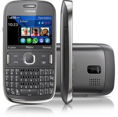 Celular Desbloqueado Nokia Asha 302 CINZA c/ Câmera 3.2MP, Teclado QWERTY, Internet 3G e Wi-fi