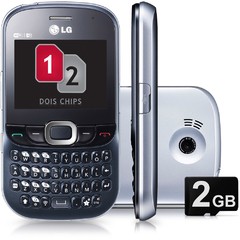 Celular Dual Chip LG C375 prata Qwerty Wi-Fi Câmera 2MP MP3 Player Bluetooth Cartão 2GB - LG
