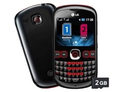 Celular Desbloqueado LG C310 Preto/Vermelho Dual Chip, QWERTY c/ Câmera 2MP, MP3, FM, Bluetooth, Fone de Ouvido e Cartão 2GB