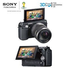 Câmera Digital Sony NEX-F3 Preta com 16.1MP, LCD móvel 3.0", Detector de Face e sorriso, Foto Panorâmica, Vídeo Full HD, Fotos 3D e Lente Sony SEL1855 - comprar online