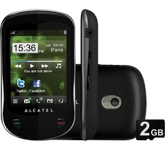 Alcatel OT-710 Preto - GSM c/ Leitor de Dois Chips, TouchScreen, Câmera 2.0MP, Filmadora, MP3 Player, Rádio FM, Bluetooth