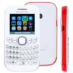 Celular Desbloqueado Alcatel OT 3000 Branco e laranja Teclado Qwerty, Tri Chip, Câmera VGA, MP3 E Rádio FM