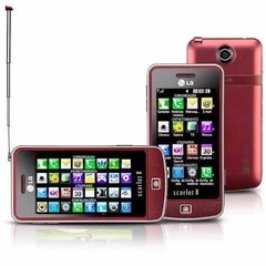 CELULAR DESBLOQUEADO LG TV PHONE SCARLET II GM600 vinho COM TV DIGITAL, LCD DE 3" TOUCHSCREEN, CÂMERA 3.2 MP, MP3, BLUETOOTH, FONE
