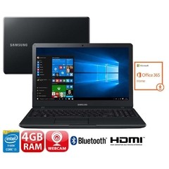 Notebook Samsung Essentials E34 NP300E5K-KF2BR com Intel® Core(TM) i3-5005U, 4GB, 1TB, HDMI, Wireless, Bluetooth, Webcam, LED Full HD 15.6" e Windows 10