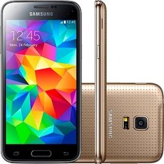 SMARTPHONE SAMSUNG GALAXY S5 MINI DUOS SM-G800H Dourado DUAL CHIP, TELA 4.5", ANDROID 4.4, 3G, CÂM. 8MP E PROCESSADOR QUAD CORE 1.4GHZ