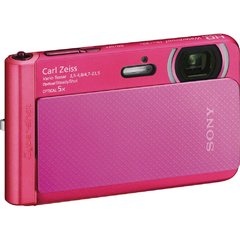 Câmera Digital Sony Cyber-shot DSC-TX30 Pink com 18.2 MP, Fotos 3D, À Prova d"Água e Choques, Visor OLED 3,3" Touchscreen, Zoom Óptico de 5x, Vídeos em HD e Steady Shot