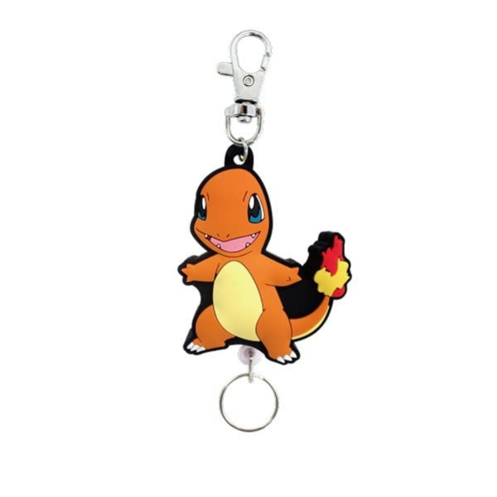 Pokemon Rubber Reel Keychain Charmander Llavero Con Retr Ctil