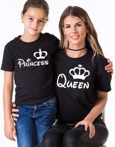 Playeras Mama E Hija Queen Princess Duo Moda 100 Calidad