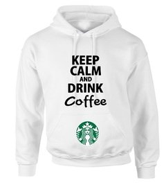 Sudadera Keep Calm & Toma Starbucks Hoodie Logo Blanco