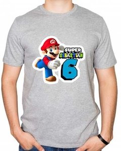 Playera Personalizada Para Fiesta Mario Bross Logo Switch!!