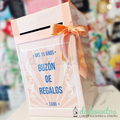 COMBO 15 AÑOS: Buzón de regalos + raspaditas + cajitas souvenirs + stickers (PEDILO CON TU TEMÁTICA FAVORITA) - DCD Eventos® - Casamientos y fiestas temáticas