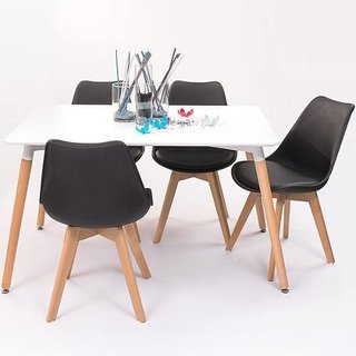 Imagen de Combo Mesa Eames 120 + 4 Silla Tulip Tapizada - Alto Impacto