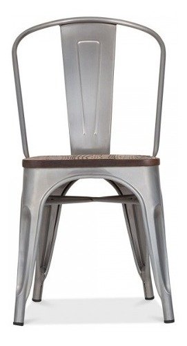 Silla Tolix Asiento Madera Metal Galvanizada- Alto Impacto - ALTO IMPACTO Home + Office